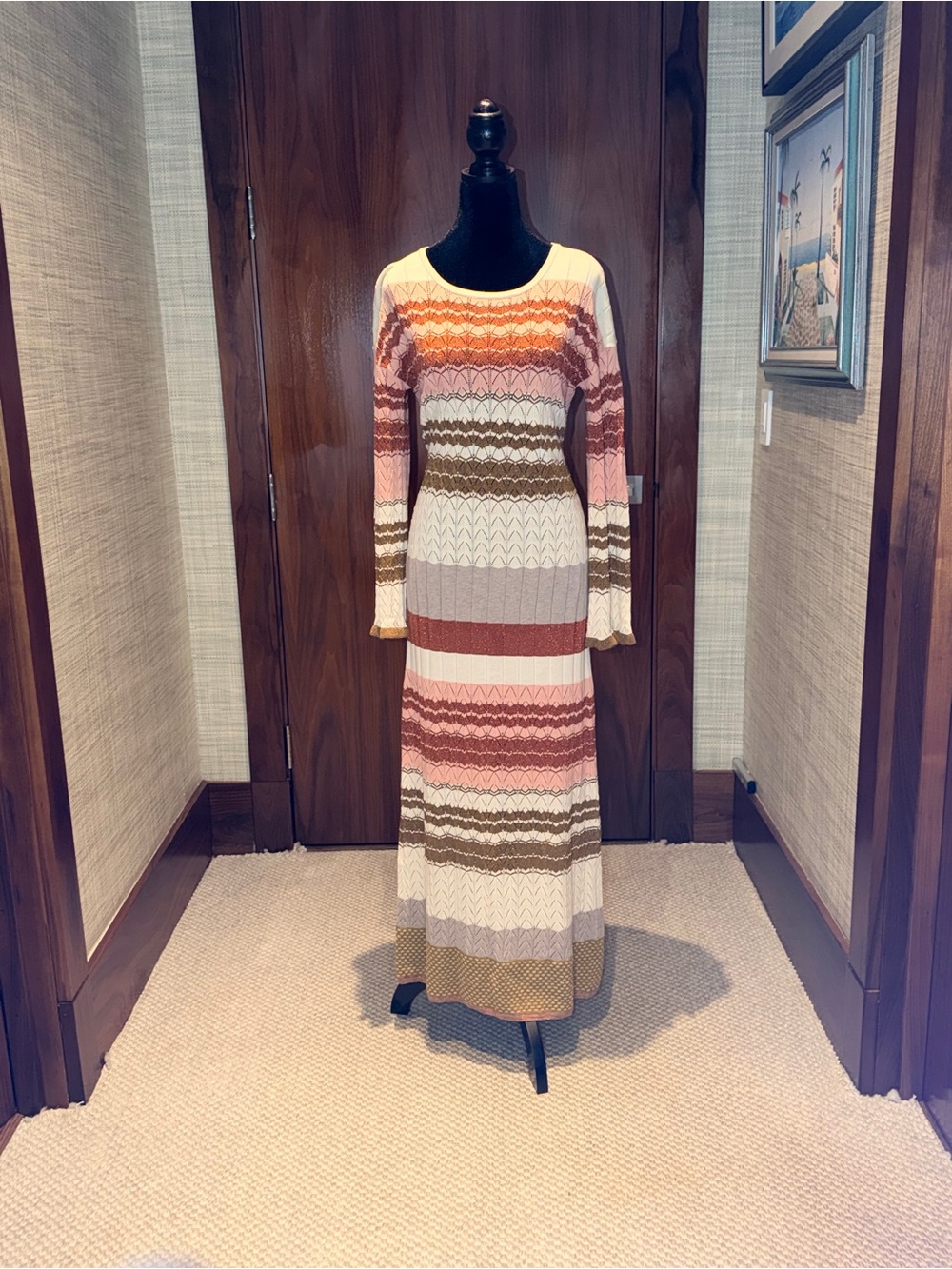 Falconeri Made in Italy Multicolor Knit Maxi Dress Size L | Italian Luxury
